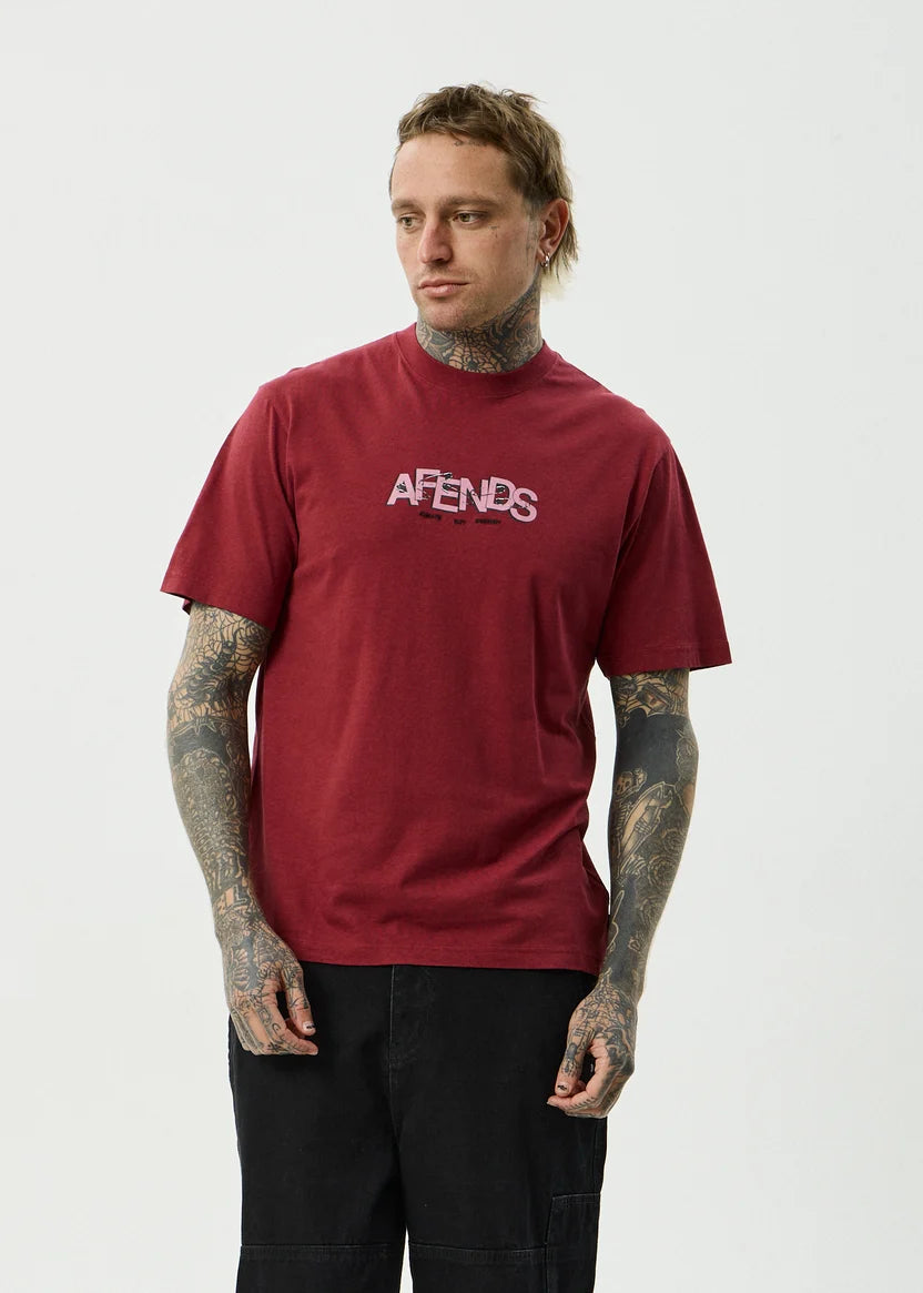 AFENDS SAFETY RETRO TEE - WASHED BURGUNDY
