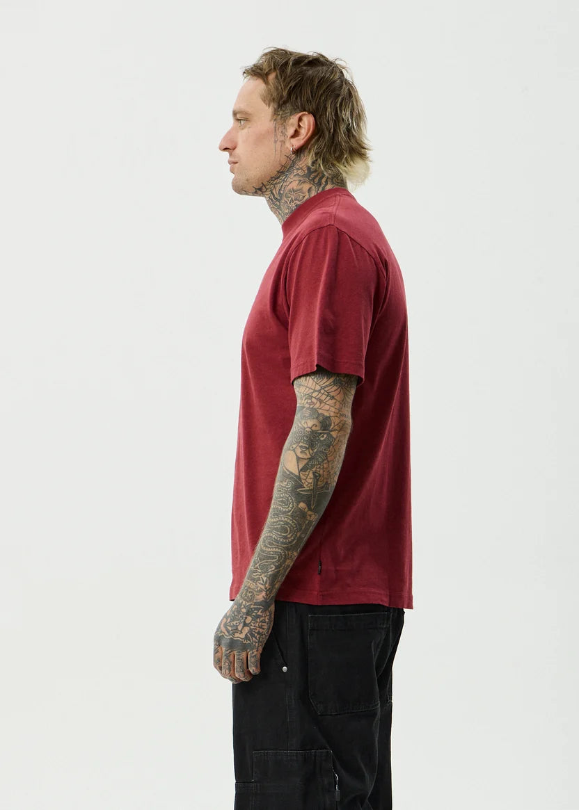 AFENDS SAFETY RETRO TEE - WASHED BURGUNDY