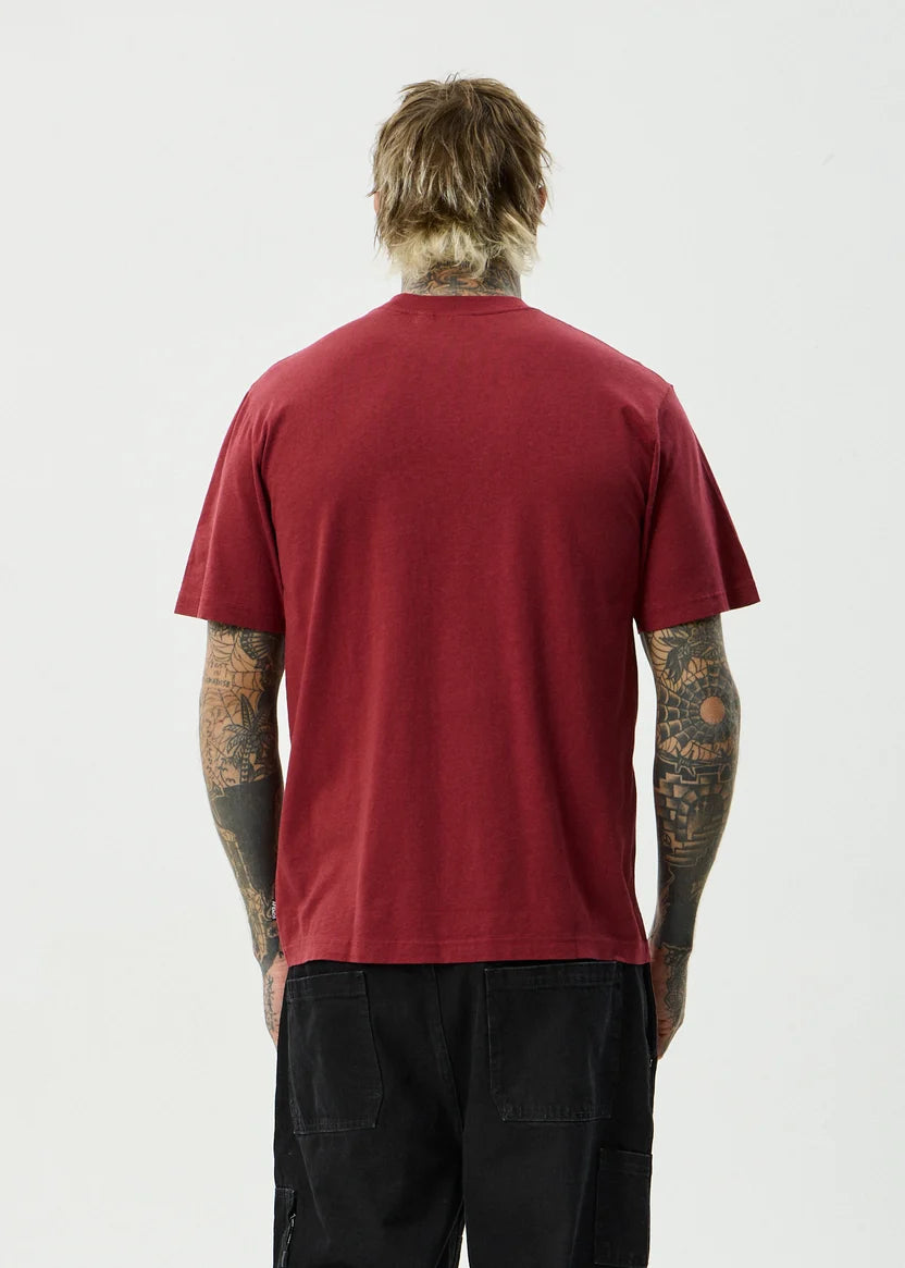 AFENDS SAFETY RETRO TEE - WASHED BURGUNDY