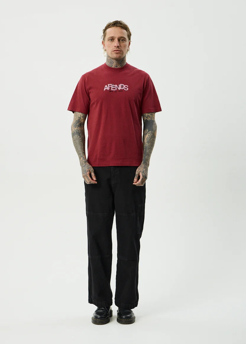AFENDS SAFETY RETRO TEE - WASHED BURGUNDY
