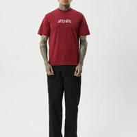 AFENDS SAFETY RETRO TEE - WASHED BURGUNDY