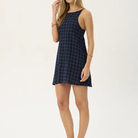 AFENDS SAMMY SEERSUCKER MINI DRESS - THEA MIDNIGHT CHECK