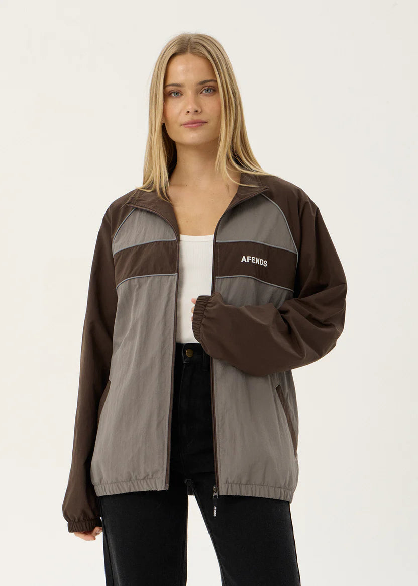 AFENDS SPICY RECYCLED SPORTS SPRAY JACKET - OLIVE