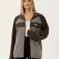 AFENDS SPICY RECYCLED SPORTS SPRAY JACKET - OLIVE
