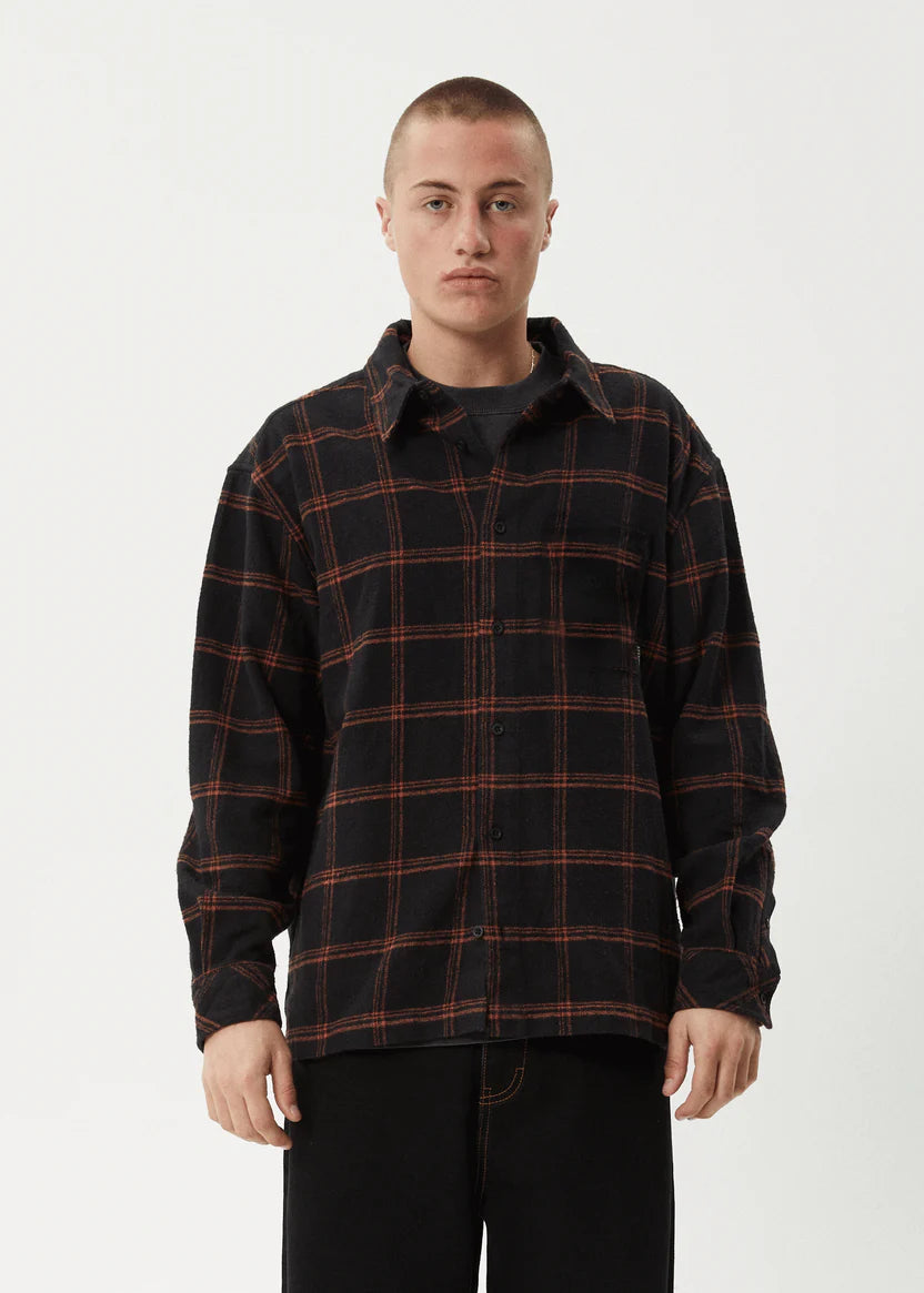 AFENDS TERROR RECYCLED FLANNEL SHIRT - BLACK CHECK