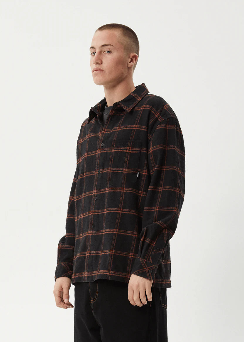 AFENDS TERROR RECYCLED FLANNEL SHIRT - BLACK CHECK
