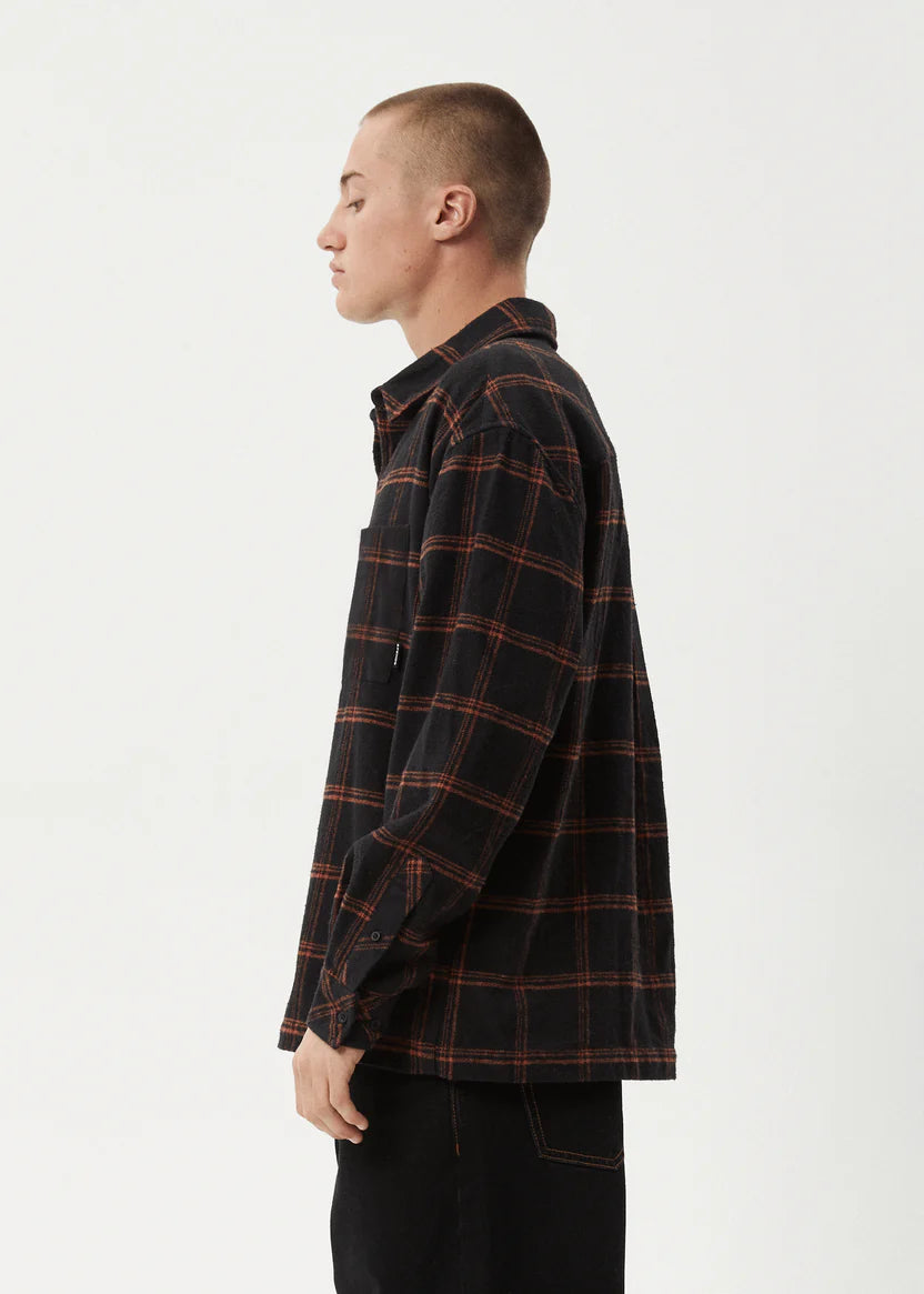 AFENDS TERROR RECYCLED FLANNEL SHIRT - BLACK CHECK