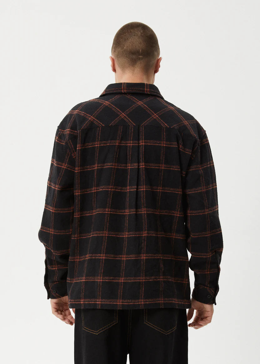 AFENDS TERROR RECYCLED FLANNEL SHIRT - BLACK CHECK