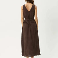 AFENDS TULLY - SEERSUCKER MAXI DRESS - COFFEE