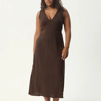 AFENDS TULLY - SEERSUCKER MAXI DRESS - COFFEE