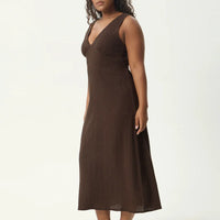 AFENDS TULLY - SEERSUCKER MAXI DRESS - COFFEE