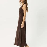 AFENDS TULLY - SEERSUCKER MAXI DRESS - COFFEE