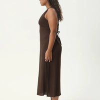 AFENDS TULLY - SEERSUCKER MAXI DRESS - COFFEE