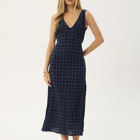 AFENDS TULLY SEERSUCKER MAXI DRESS - THEA MIDNIGHT CHECK