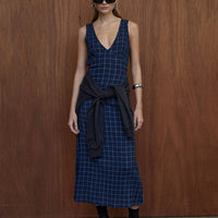 AFENDS TULLY SEERSUCKER MAXI DRESS - THEA MIDNIGHT CHECK