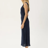 AFENDS TULLY SEERSUCKER MAXI DRESS - THEA MIDNIGHT CHECK