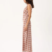 AFENDS TULLY SEERSUCKER MAXI DRESS - DESERT CHECK