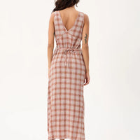 AFENDS TULLY SEERSUCKER MAXI DRESS - DESERT CHECK