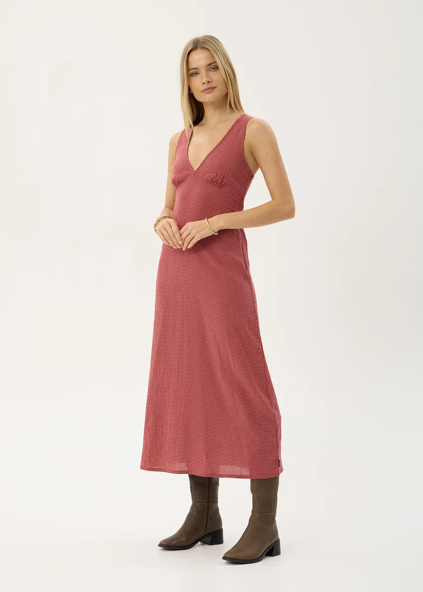 AFENDS TULLY SEERSUCKER MAXI DRESS - INDY ROSE CHECK