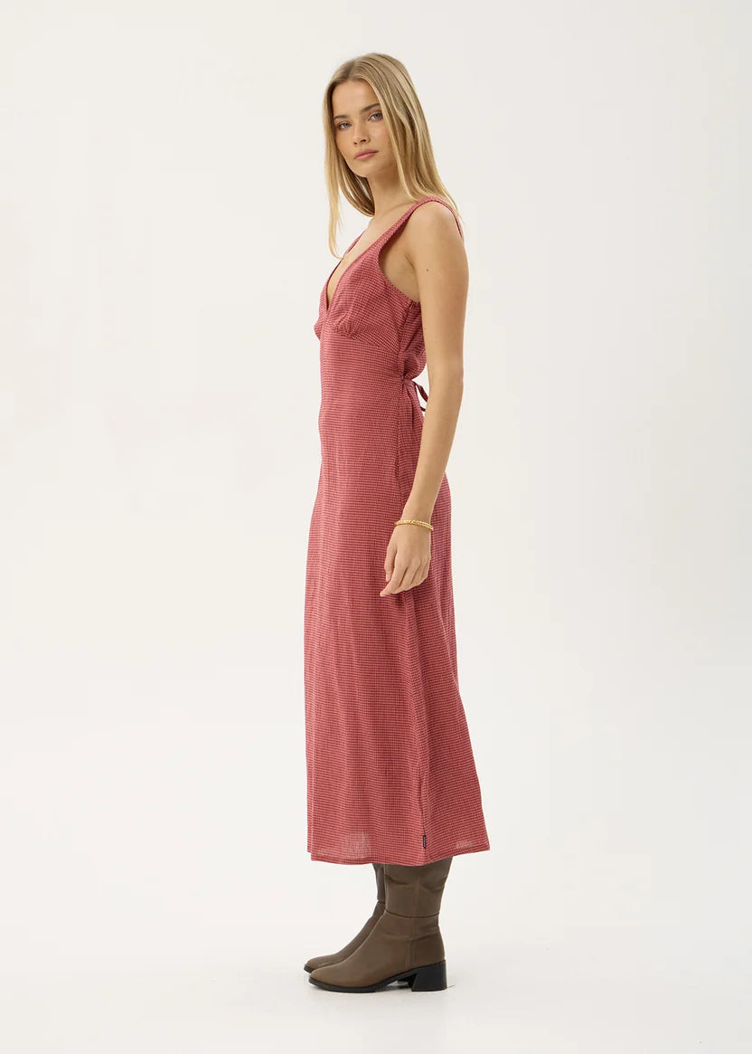 AFENDS TULLY SEERSUCKER MAXI DRESS - INDY ROSE CHECK
