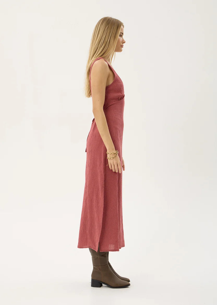 AFENDS TULLY SEERSUCKER MAXI DRESS - INDY ROSE CHECK