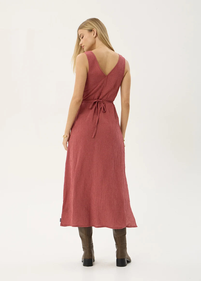 AFENDS TULLY SEERSUCKER MAXI DRESS - INDY ROSE CHECK