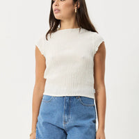 AFENDS WREN SEERSUCKER TOP - OFF WHITE