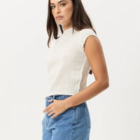 AFENDS WREN SEERSUCKER TOP - OFF WHITE
