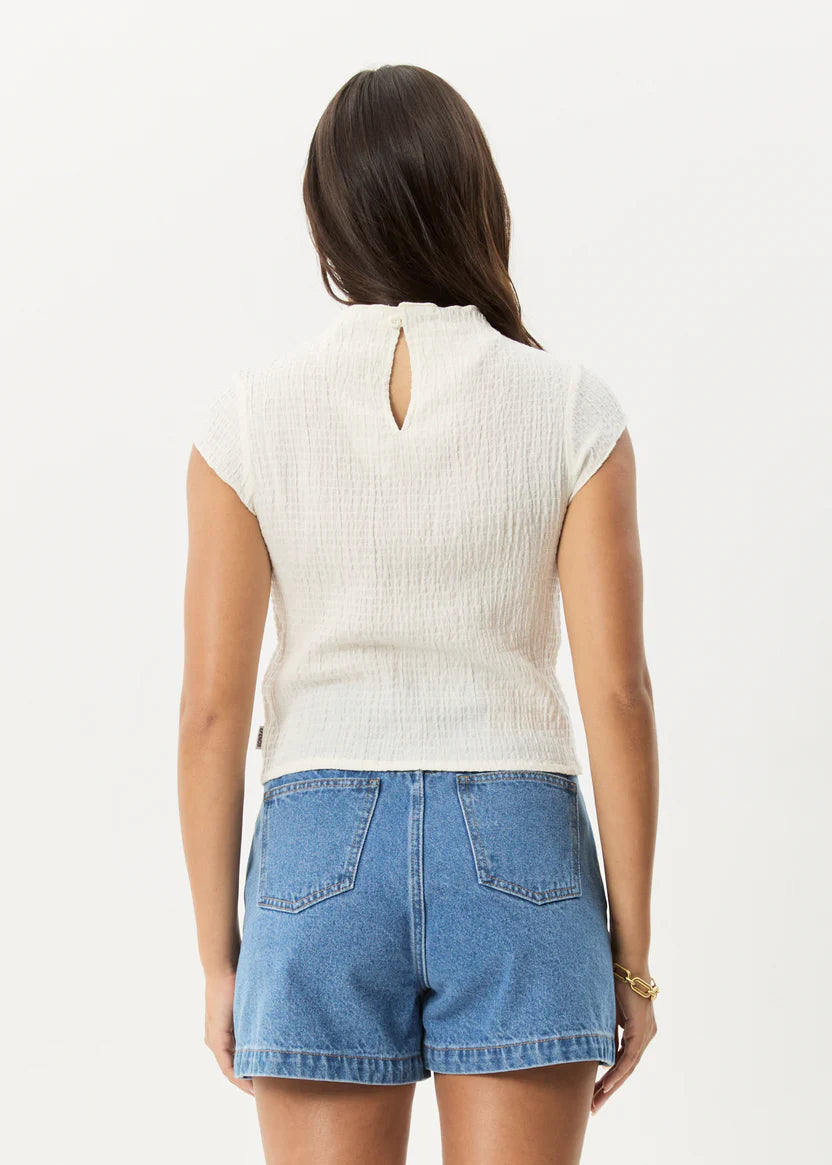 AFENDS WREN SEERSUCKER TOP - OFF WHITE