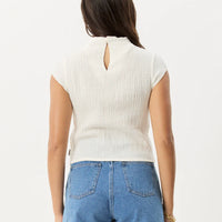 AFENDS WREN SEERSUCKER TOP - OFF WHITE