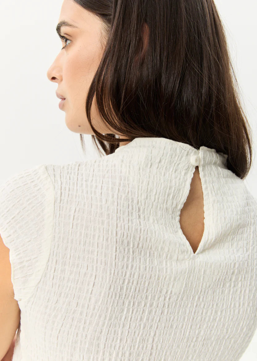 AFENDS WREN SEERSUCKER TOP - OFF WHITE