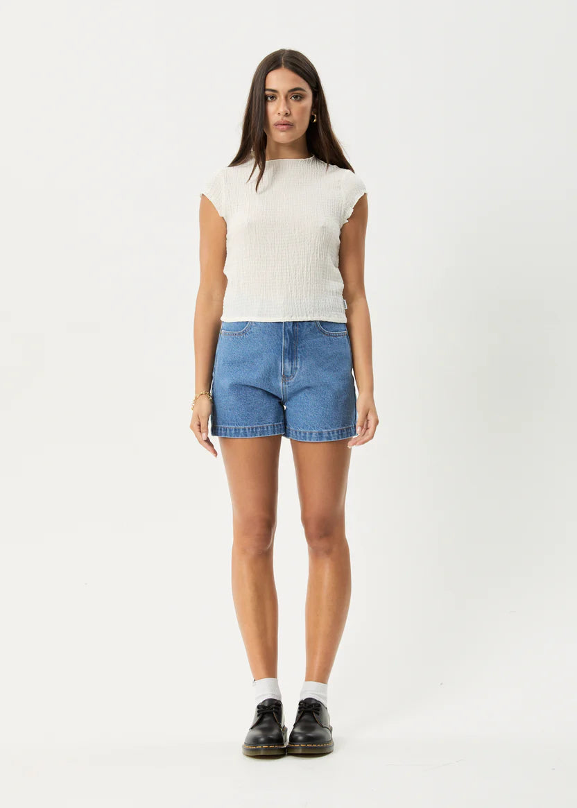 AFENDS WREN SEERSUCKER TOP - OFF WHITE