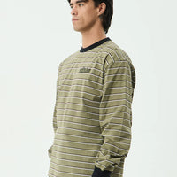 AFENDS ALTITUDE RECYCLED BOXY LONG SLEEVE TEE - STONE STRIPE
