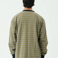 AFENDS ALTITUDE RECYCLED BOXY LONG SLEEVE TEE - STONE STRIPE
