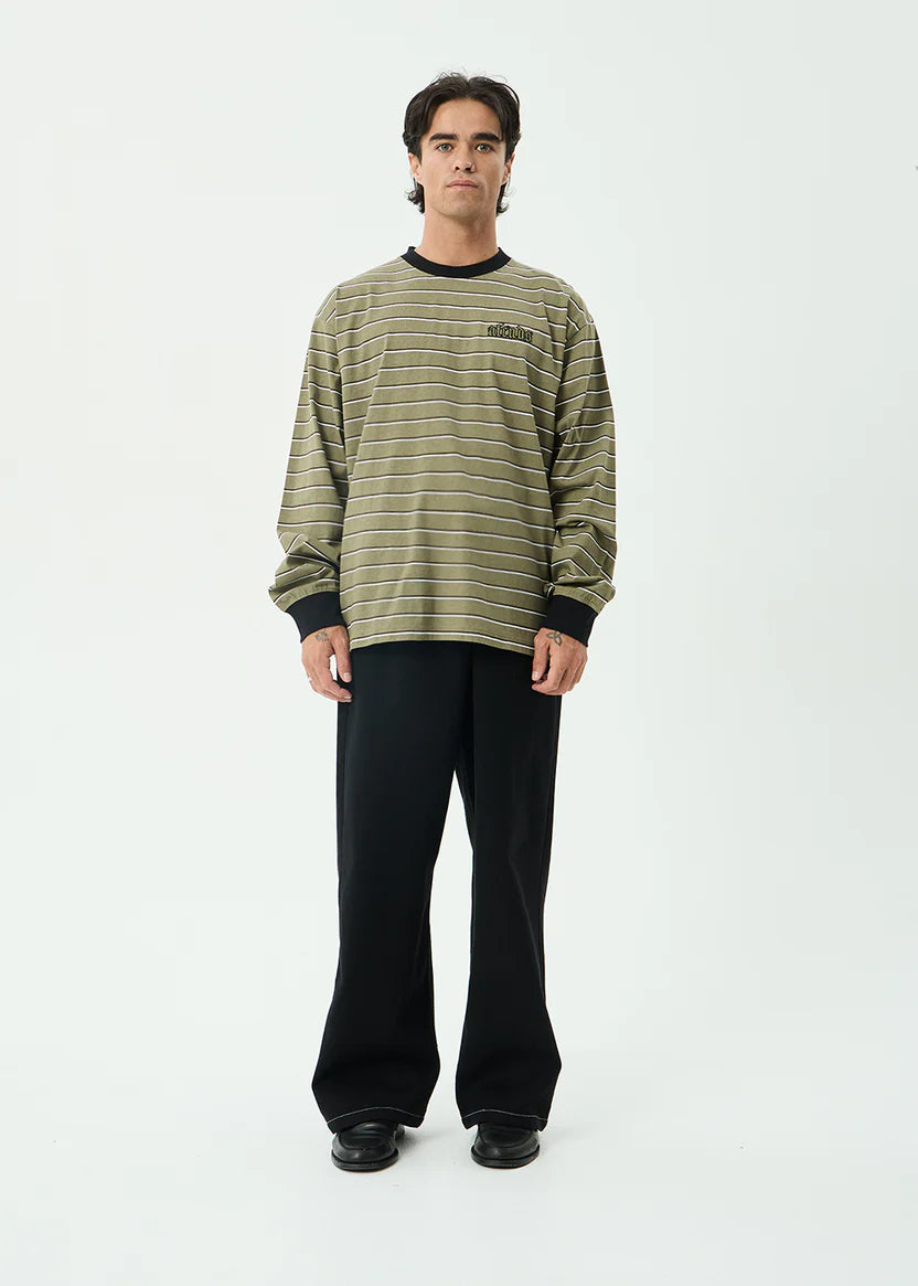 AFENDS ALTITUDE RECYCLED BOXY LONG SLEEVE TEE - STONE STRIPE