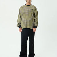 AFENDS ALTITUDE RECYCLED BOXY LONG SLEEVE TEE - STONE STRIPE