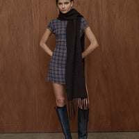 AFENDS ELODIE SHEV HEMP SEERSUCKER CHECK DRESS -  INDIGO CHECK