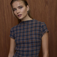 AFENDS ELODIE SHEV HEMP SEERSUCKER CHECK DRESS -  INDIGO CHECK