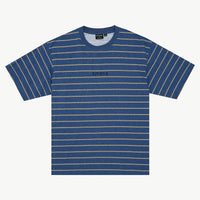 AFENDS EUREKA RECYCLED BOXY TEE - SLATE BLUE STRIPE