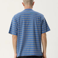 AFENDS EUREKA RECYCLED BOXY TEE - SLATE BLUE STRIPE