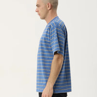 AFENDS EUREKA RECYCLED BOXY TEE - SLATE BLUE STRIPE