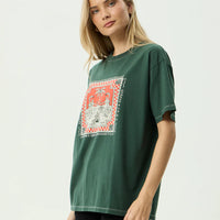 AFENDS HAVE A GOOD DAY RECYCLED OVERSIZED TEE - PINE