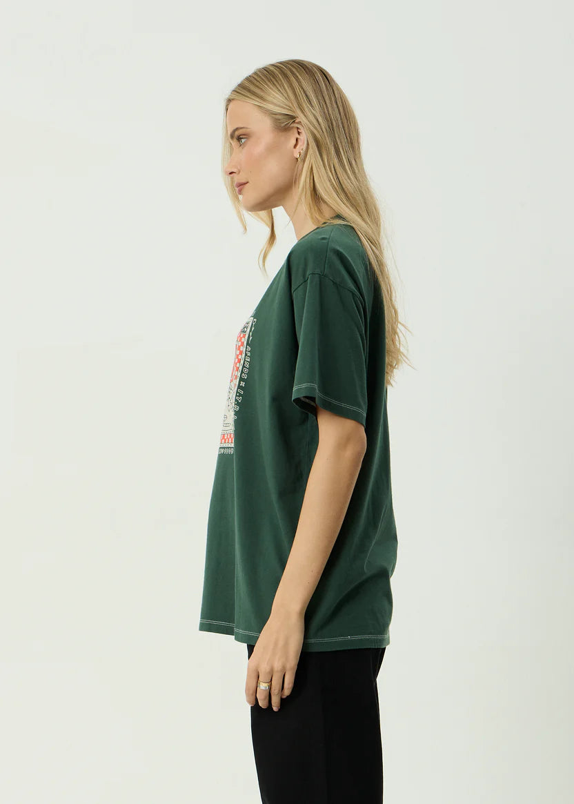 AFENDS HAVE A GOOD DAY RECYCLED OVERSIZED TEE - PINE