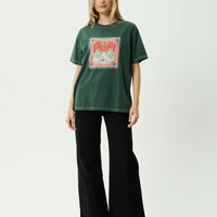 AFENDS HAVE A GOOD DAY RECYCLED OVERSIZED TEE - PINE