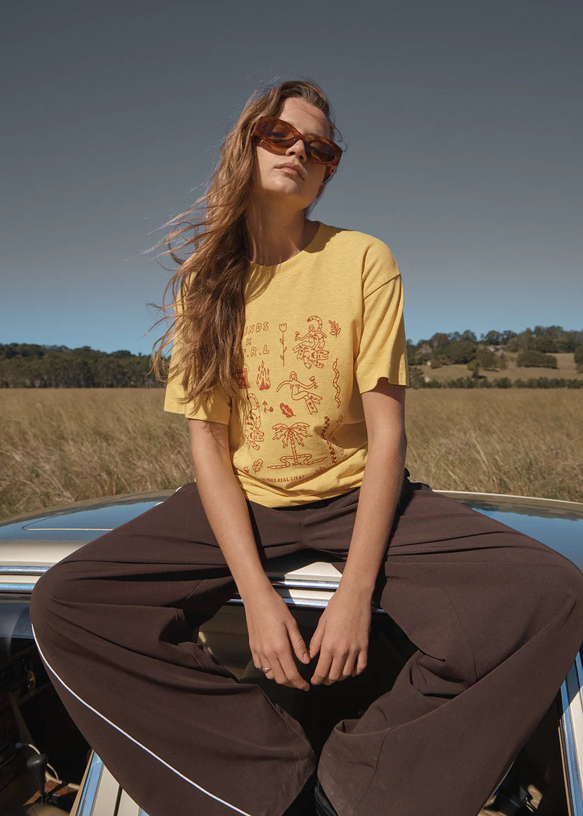 AFENDS HOLLY HEMP OVERSIZED TEE - MANGO