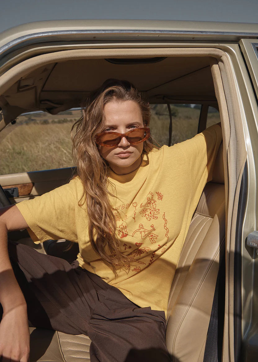AFENDS HOLLY HEMP OVERSIZED TEE - MANGO