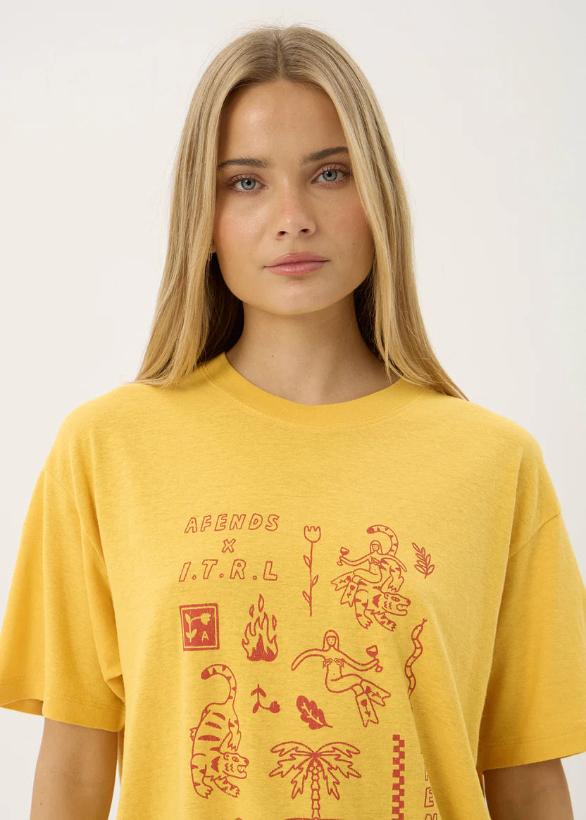 AFENDS HOLLY HEMP OVERSIZED TEE - MANGO