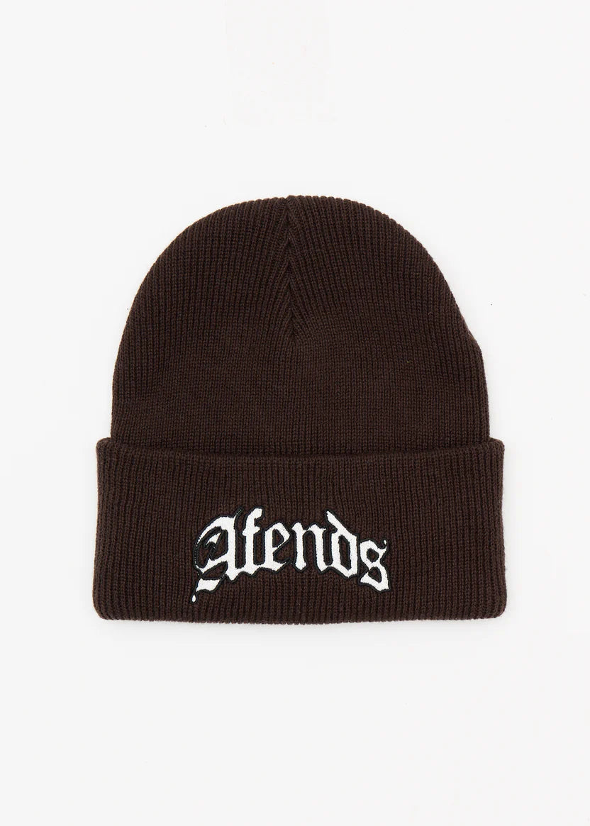 AFENDS HOME RECYCLED CUFFED BEANIE - COFFEE