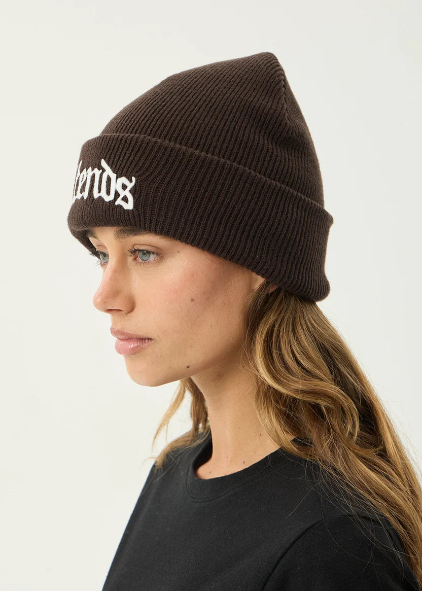 AFENDS HOME RECYCLED CUFFED BEANIE - COFFEE