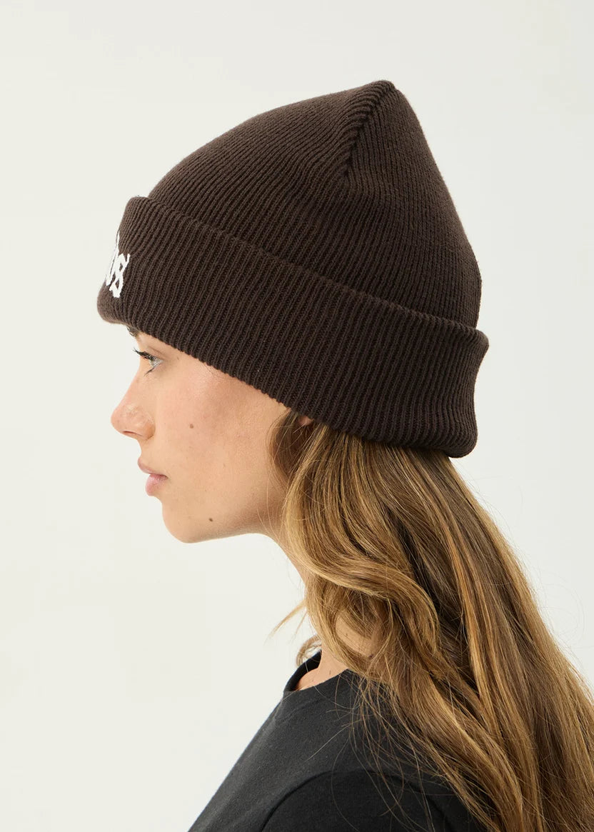 AFENDS HOME RECYCLED CUFFED BEANIE - COFFEE
